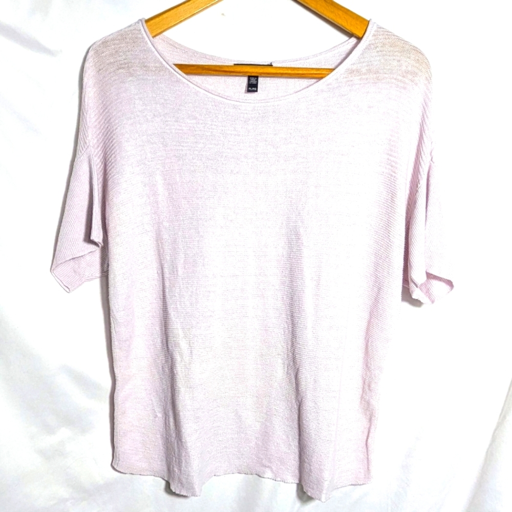 Eileen Fisher Light Lavender Organic Linen Boxy Top, Easter, Spring, Summer, LP